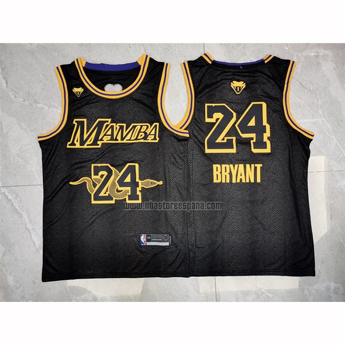 Camiseta Los Angeles Lakers Kobe Bryant NO 24 Black Mamba Negro